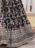 Viscose Jacquard Embroidery Work Black Party Wear Lehenga Choli