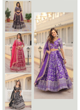 Floral Viscose Jacquard Embroidery Work Wine Lehenga Choli