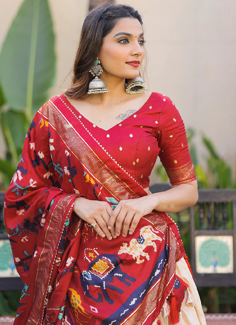 Foil Printed Dola Silk Maroon Traditional Lehenga Choli