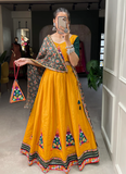 Gamthi Work Pure Cotton Mustard Yellow Lehenga Choli