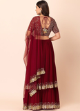 Georgette Embroidery Work Maroon Lehenga Choli For Wedding