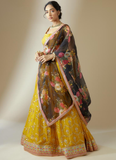 Haldi Special Floral Embroidered Georgette Yellow Lehenga Choli