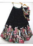 Georgette Multi Thread Work Black Lehenga Choli For Party