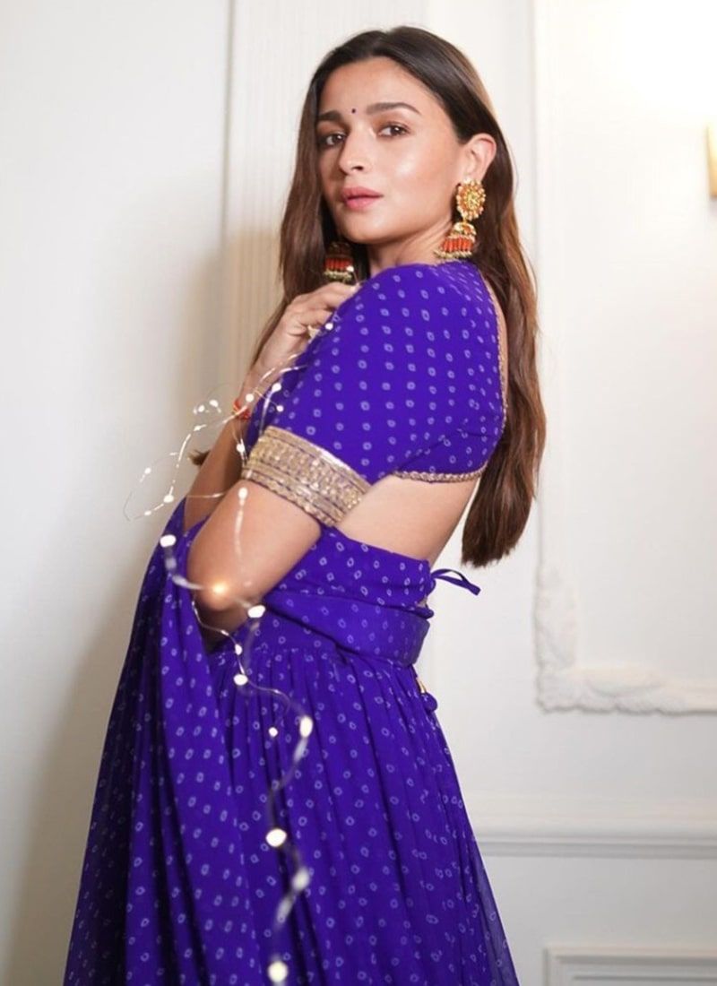 Georgette Printed Violet Lehenga Choli For Party