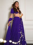 Georgette Printed Violet Lehenga Choli For Party