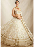 Georgette Zari Embroidered Work White Designer Lehenga Choli