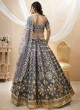 Grey Color Embroidered Work Mulberry Silk Lehenga Choli