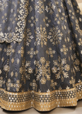 Grey Color Embroidered Work Mulberry Silk Lehenga Choli