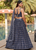 Sequence Embroidery Work Georgette Latest Grey Lehenga Choli