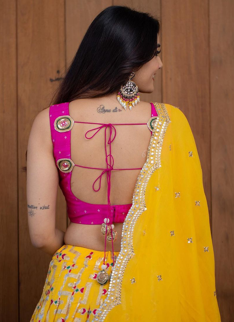 Haldi Special Yellow Georgette Embroidered Work Lehenga Choli