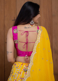 Haldi Special Yellow Georgette Embroidered Work Lehenga Choli