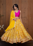 Haldi Special Yellow Georgette Embroidered Work Lehenga Choli