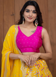 Haldi Special Yellow Georgette Embroidered Work Lehenga Choli