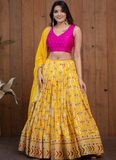 Haldi Special Yellow Georgette Embroidered Work Lehenga Choli