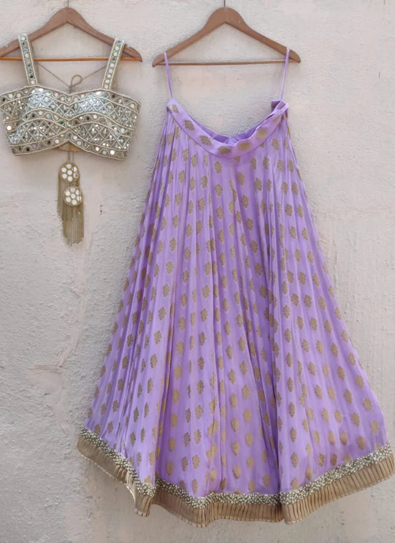 Amazing Lavender Lehenga choli with elegant zari weaving banarasi with embroidery work