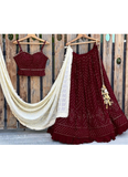 Maroon Georgette Embroidered Work Lehenga With Fancy Choli