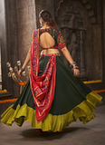 Mehendi Green Real Mirror Work Viscose Rayon Lehenga Choli