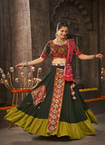 Mehendi Green Real Mirror Work Viscose Rayon Lehenga Choli