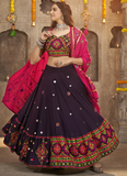 Navratri Wear Viscose Rayon All Over Work Purple Lehenga Choli