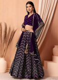 Purple Designer Georgette Lehenga choli with sequin and zari embroidery.