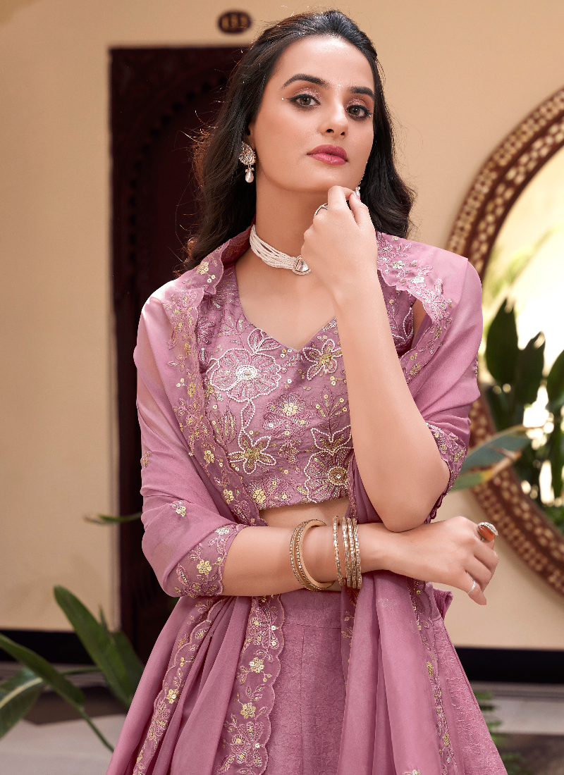 Amazing Onion pink Designer Bollywood silk Bridal and party lehenga choli