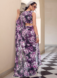 Beautiful grey marble georgette saree with allover floral print.