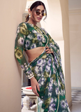 Amazing Marble Georgette saree with allover floral print work.