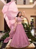 Amazing Onion pink Designer Bollywood silk Bridal and party lehenga choli