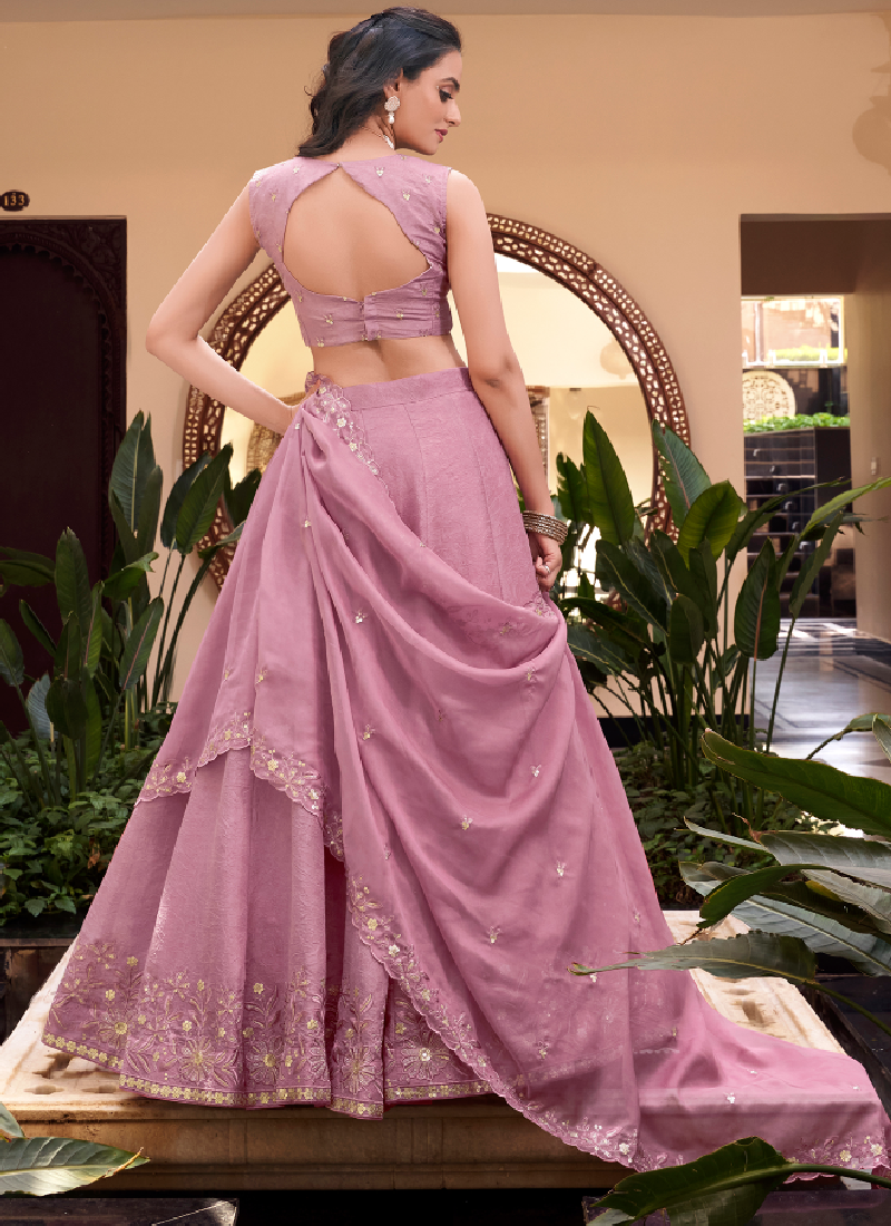 Amazing Onion pink Designer Bollywood silk Bridal and party lehenga choli