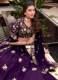 Alluring Purple Soft silk Party wear designer embroidered lehenga choli