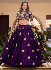 Alluring Purple Soft silk Party wear designer embroidered lehenga choli