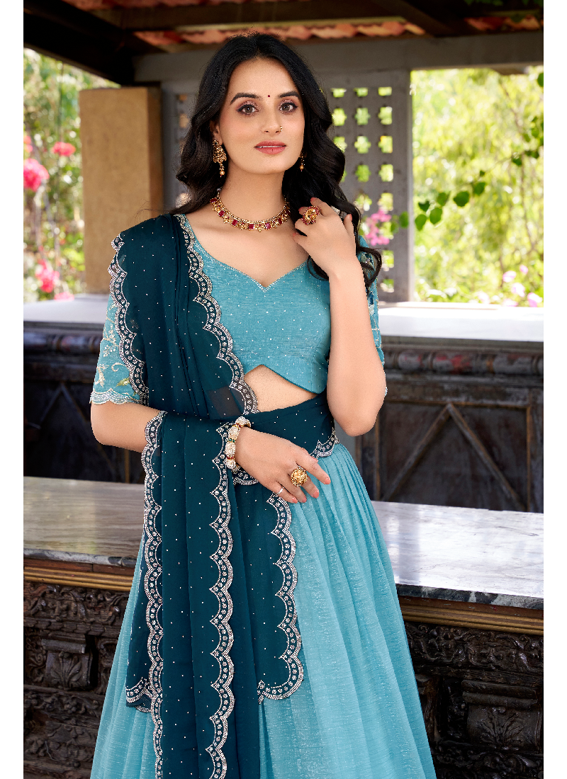 Amazing Blue designer festive wear lehenga choli with sequin embroidery work