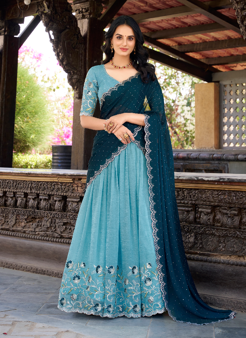 Amazing Blue designer festive wear lehenga choli with sequin embroidery work