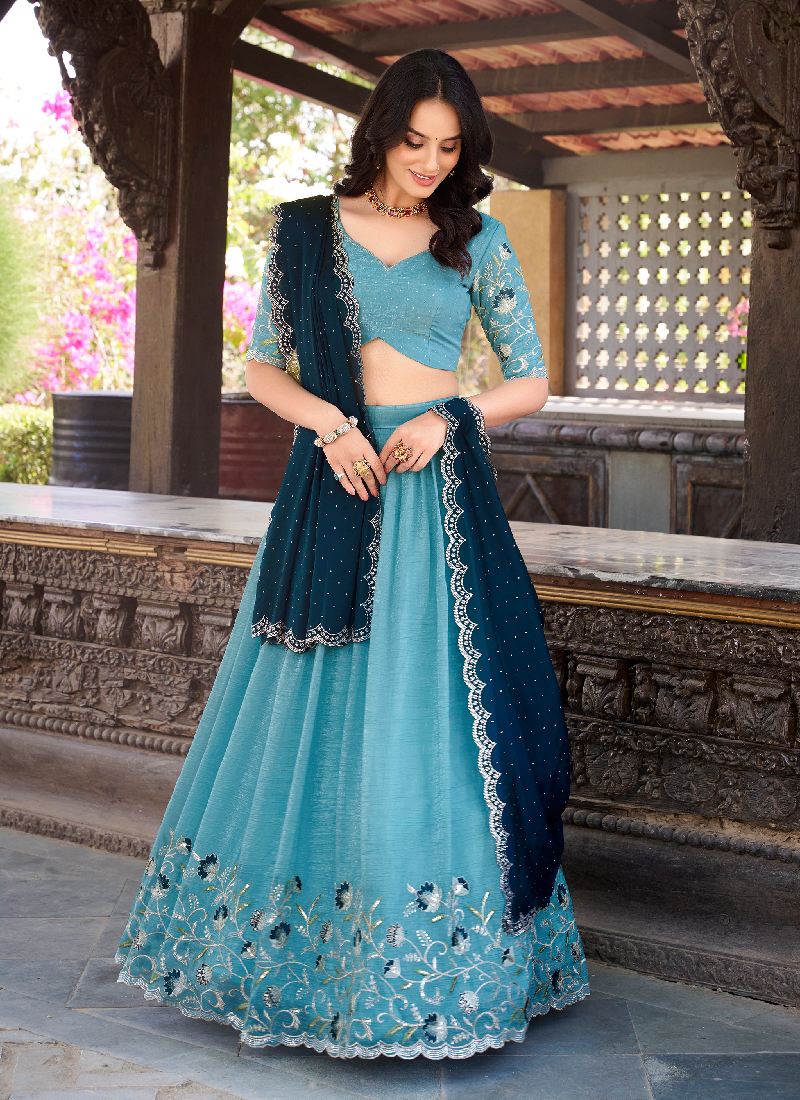 Amazing Blue designer festive wear lehenga choli with sequin embroidery work