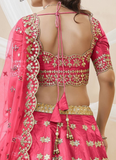 Paper Mirror Work Pink Mulberry Silk Lehenga Choli For Wedding