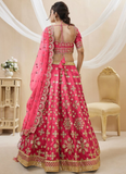 Paper Mirror Work Pink Mulberry Silk Lehenga Choli For Wedding