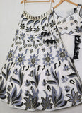 Party Wear Georgette Sequence Work White Lehenga Choli Set