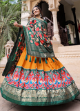Patola Printed Mustard Yellow Dola Silk Lehenga Choli