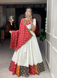 Printed White Pure Cotton Traditional Wear Lehenga Choli