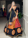 Pure Cotton Gamthi Work Multi Color Lehenga Choli For Navratri