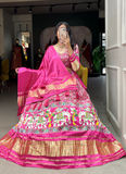 Pure Gaji Silk Patola Printed Pink Color Lehenga Choli Set