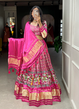 Pure Gaji Silk Patola Printed Pink Color Lehenga Choli Set