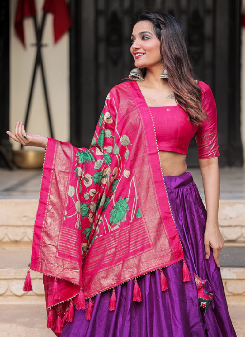 Purple Dola Silk Patola Printed Lehenga Choli For Navratri