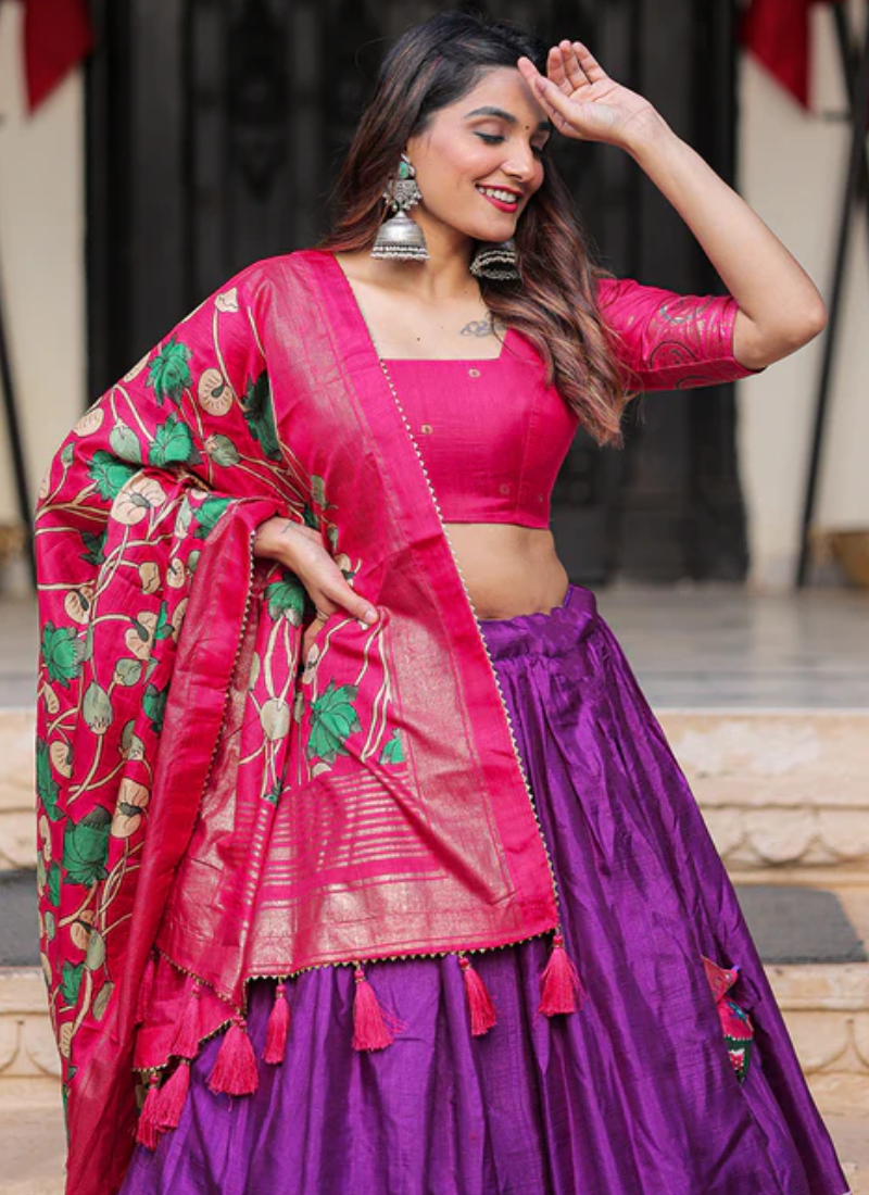 Purple Dola Silk Patola Printed Lehenga Choli For Navratri