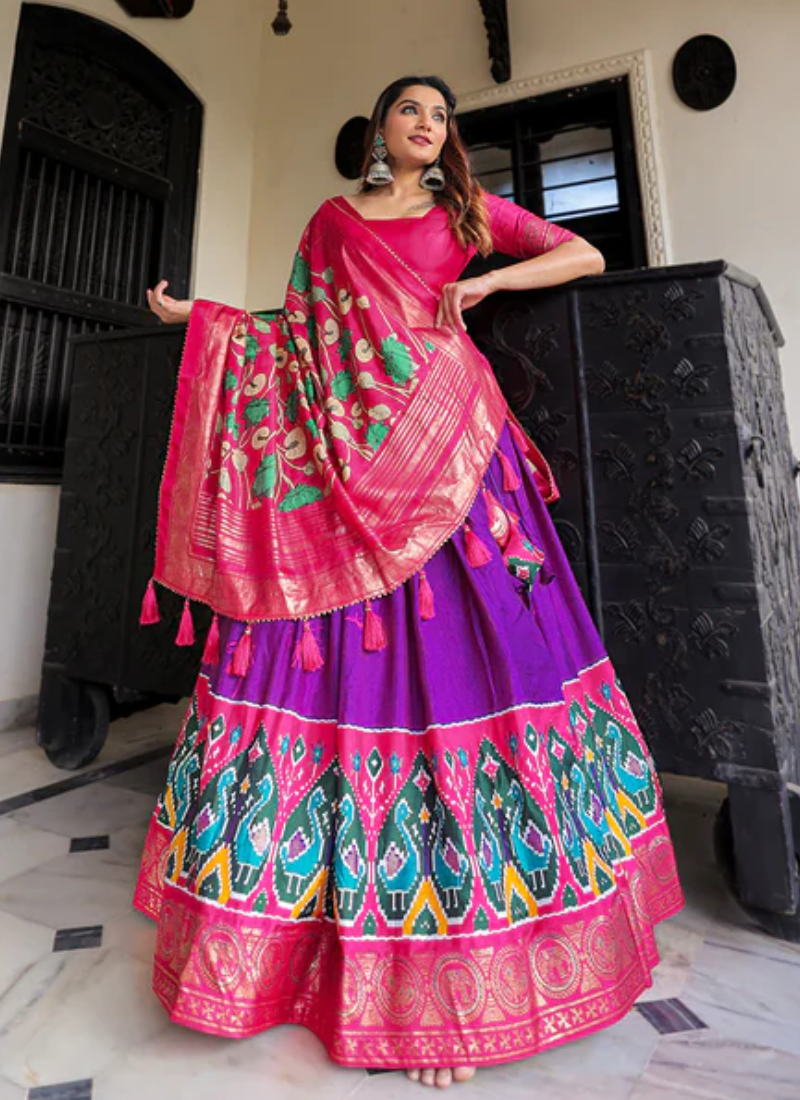 Purple Dola Silk Patola Printed Lehenga Choli For Navratri
