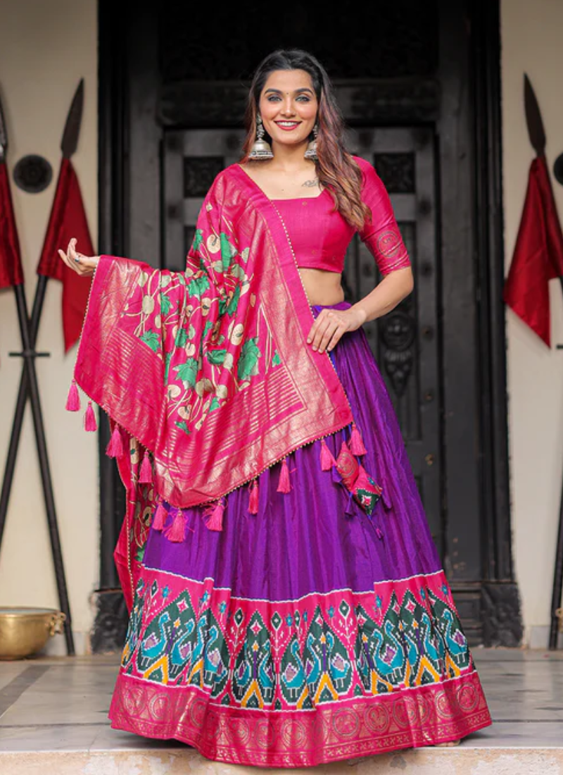 Purple Dola Silk Patola Printed Lehenga Choli For Navratri