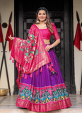 Purple Dola Silk Patola Printed Lehenga Choli For Navratri