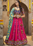 Real Mirror Work Pink Color Viscose Rayon Lehenga Choli