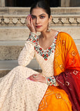 Sequence Embroidered Beige Georgette Perfect Gown