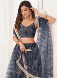 Sequence Embroidery Party Wear Black Net Lehenga Choli Set